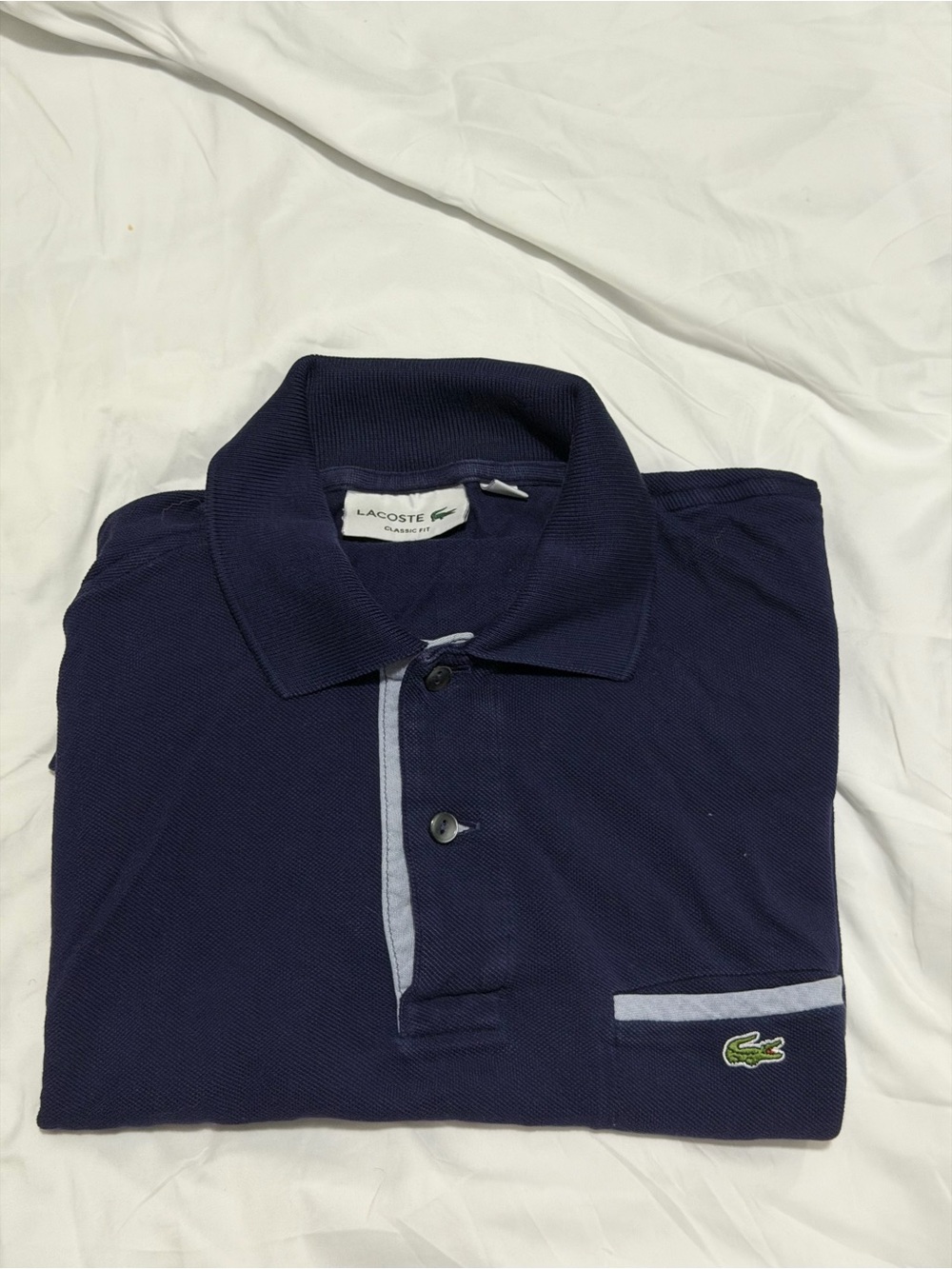 Lacoste Men’s Dark Blue Polo with Light Blue Trim